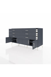 Kronos Konsol 2 Raflı 6 Çekmeceli 4 Kapaklı 176x59x99 Antrasit-Antrasit