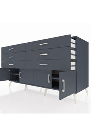 Kronos Konsol 2 Raflı 6 Çekmeceli 4 Kapaklı 176x59x99 Antrasit-Antrasit