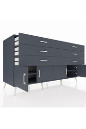 Kronos Konsol 2 Raflı 6 Çekmeceli 4 Kapaklı 176x59x99 Antrasit-Antrasit