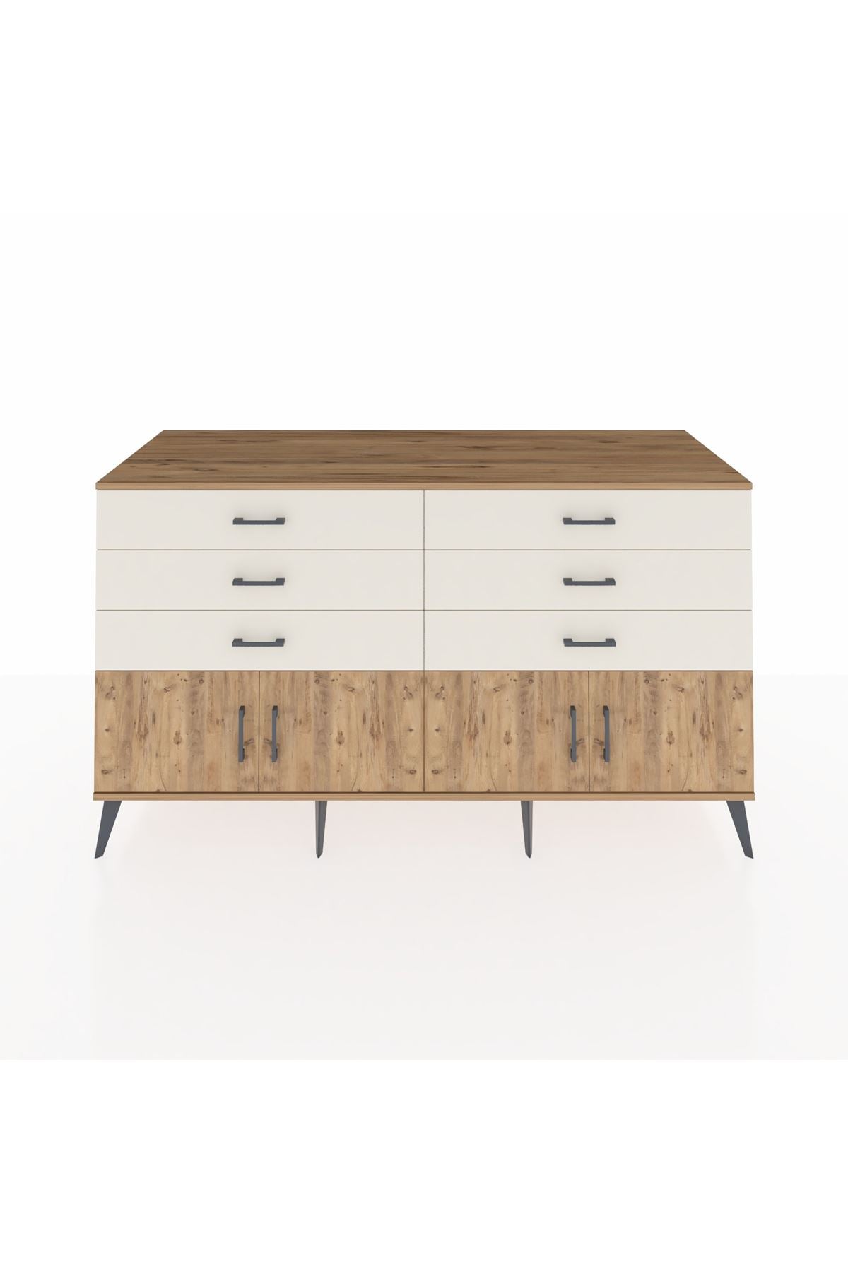 Kronos Konsol 2 Raflı 6 Çekmeceli 4 Kapaklı 176x59x99 Çam-Çam/Aytaşı