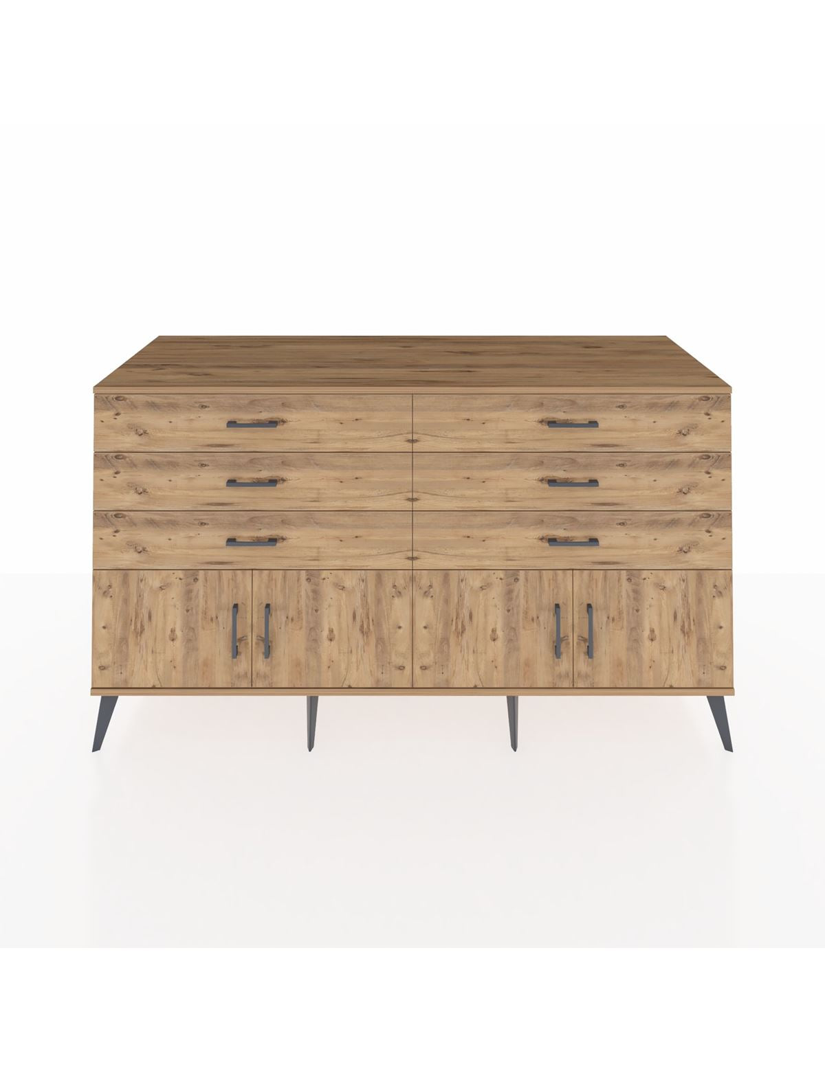 Kronos Konsol 2 Raflı 6 Çekmeceli 4 Kapaklı 176x59x99 Çam-Çam