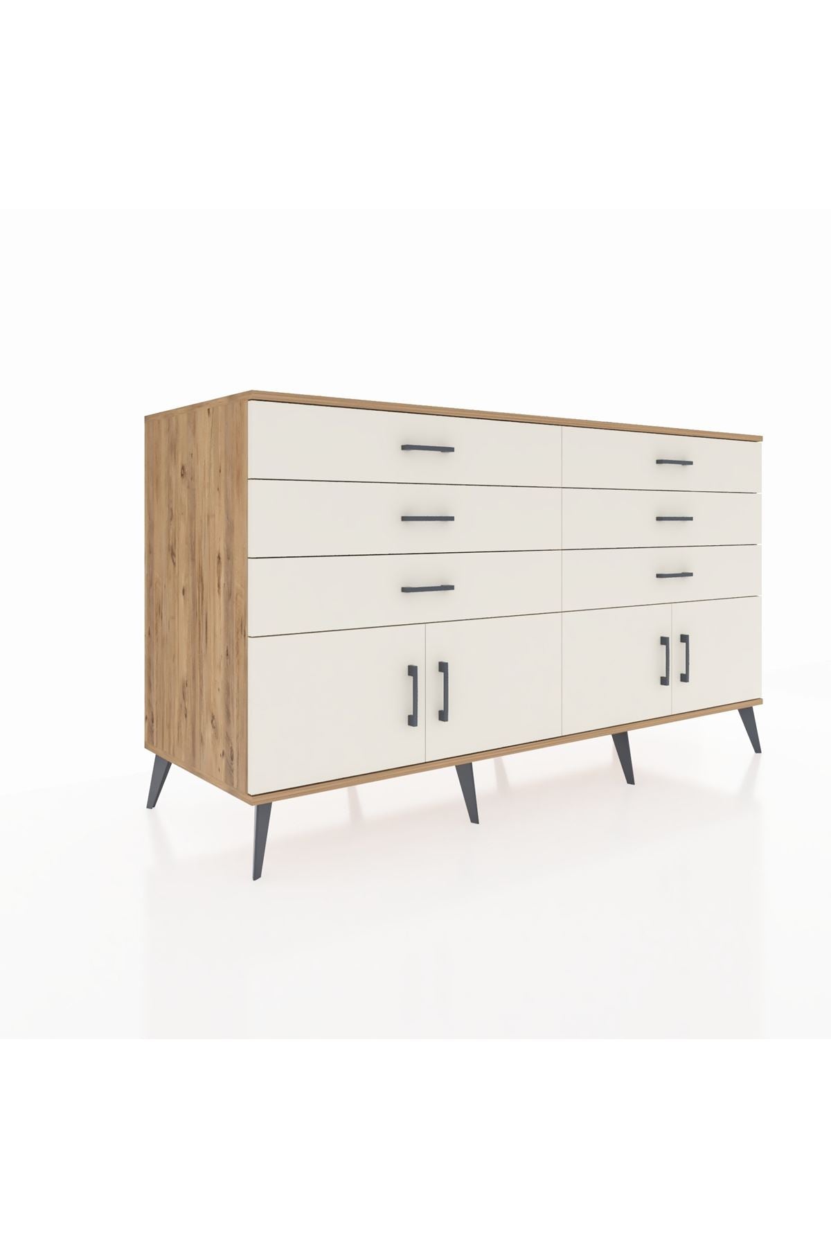 Kronos Konsol 2 Raflı 6 Çekmeceli 4 Kapaklı 176x59x99 Çam-Aytaşı