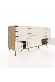 Kronos Konsol 2 Raflı 6 Çekmeceli 4 Kapaklı 176x59x99 Çam-Aytaşı