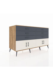 Kronos Konsol 2 Raflı 6 Çekmeceli 4 Kapaklı 176x59x99 Çam-Aytaşı/Antrasit