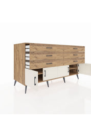 Kronos Konsol 2 Raflı 6 Çekmeceli 4 Kapaklı 176x59x99 Çam-Aytaşı/Çam