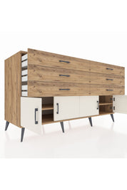 Kronos Konsol 2 Raflı 6 Çekmeceli 4 Kapaklı 176x59x99 Çam-Aytaşı/Çam