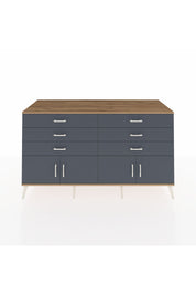 Kronos Konsol 2 Raflı 6 Çekmeceli 4 Kapaklı 176x59x99 Çam-Antrasit