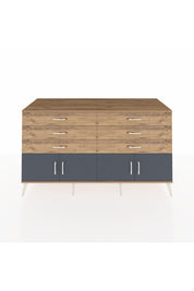 Kronos Konsol 2 Raflı 6 Çekmeceli 4 Kapaklı 176x59x99 Çam-Antrasit/Çam
