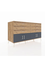 Kronos Konsol 2 Raflı 6 Çekmeceli 4 Kapaklı 176x59x99 Çam-Antrasit/Çam