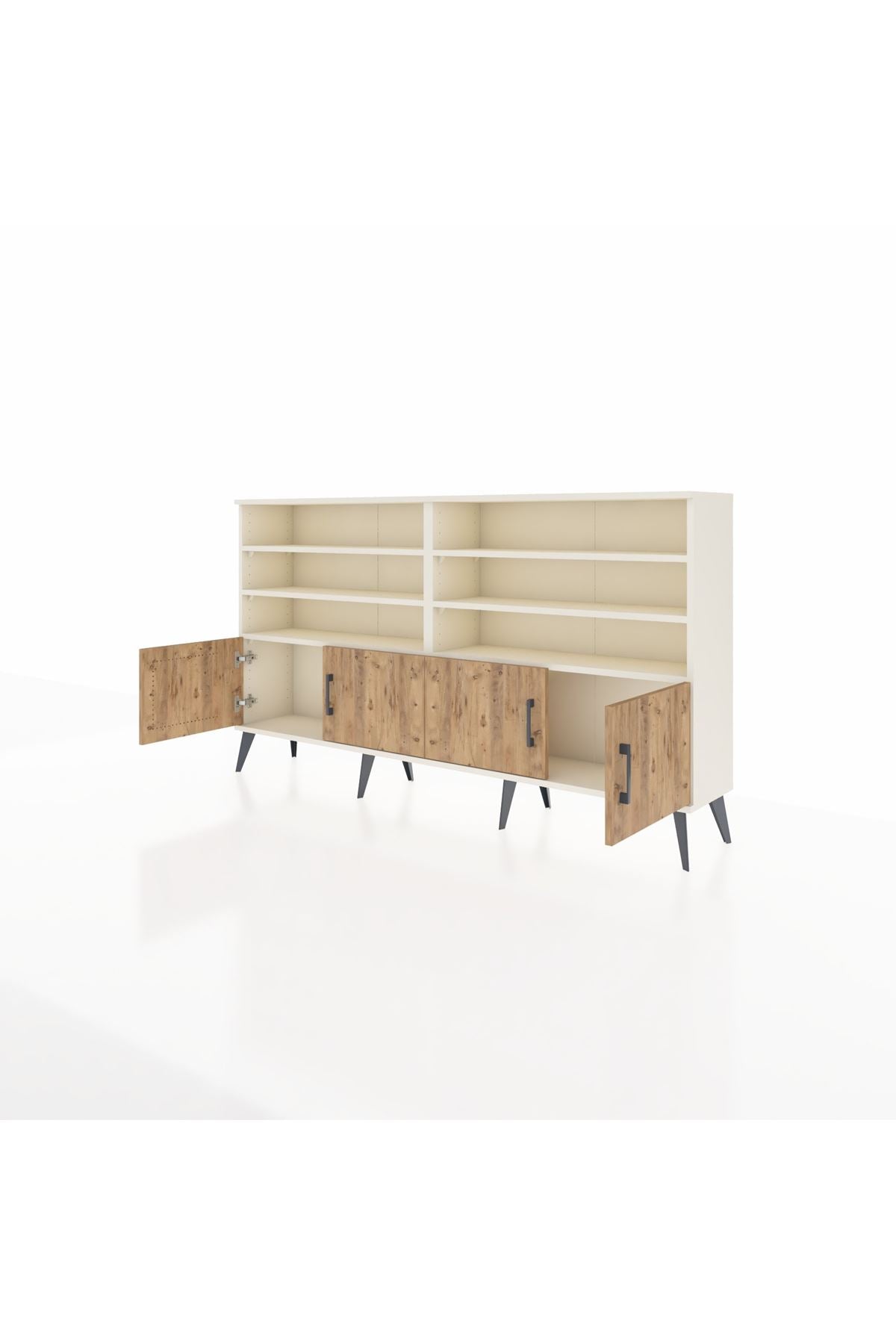 Arges Konsol 6 Raflı 4 Kapaklı 176x30x99 Aytaşı-Çam/Antrasit