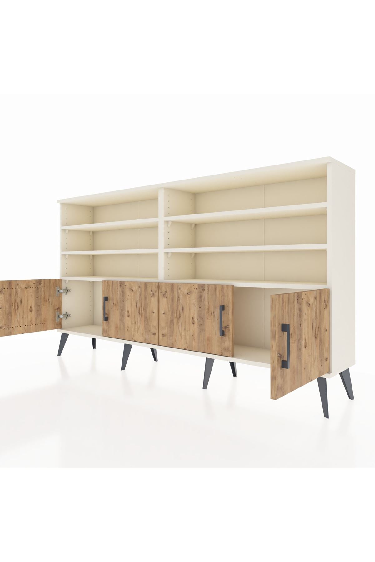 Arges Konsol 6 Raflı 4 Kapaklı 176x30x99 Aytaşı-Çam/Antrasit