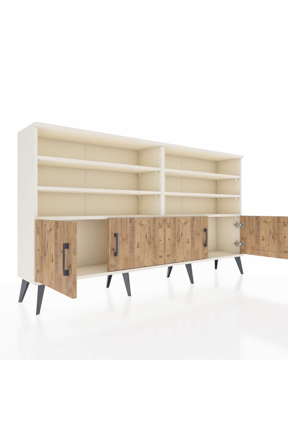 Arges Konsol 6 Raflı 4 Kapaklı 176x30x99 Aytaşı-Çam/Antrasit