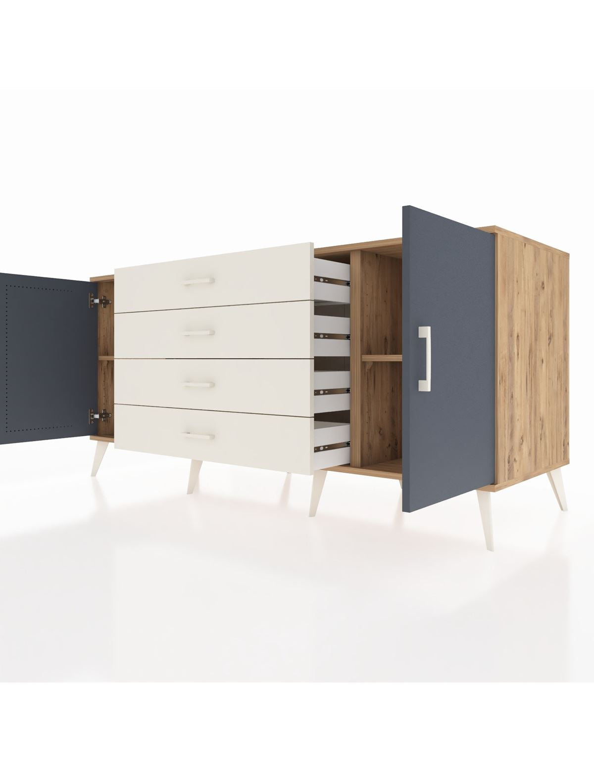 Kronos Konsol 2 Raflı 4 Çekmeceli 2 Kapaklı 176x59x83 - S610M001V25C