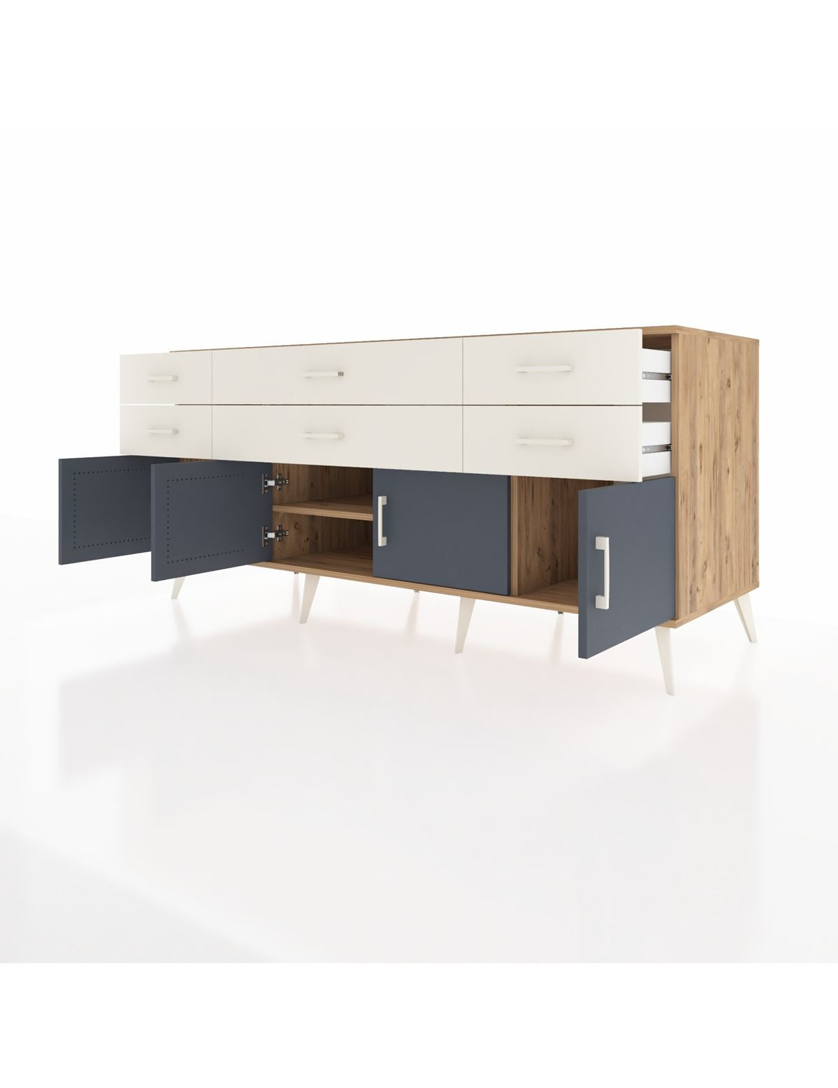 Kronos Konsol 2 Raflı 6 Çekmeceli 4 Kapaklı 176x59x83 - S610M003V25C