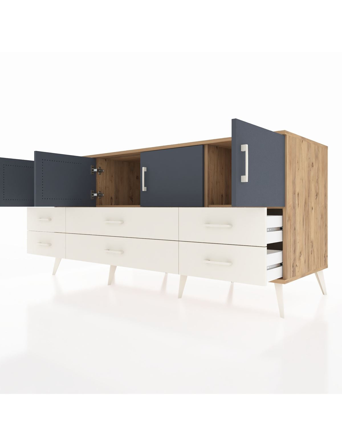 Kronos Konsol 3 Raflı 6 Çekmeceli 4 Kapaklı 176x59x83 - S610M004V25C