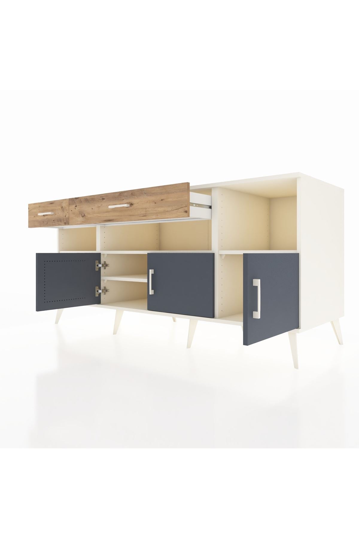 Kronos Konsol 5 Raflı 2 Çekmeceli 3 Kapaklı 176x59x83 - S610M013V09C