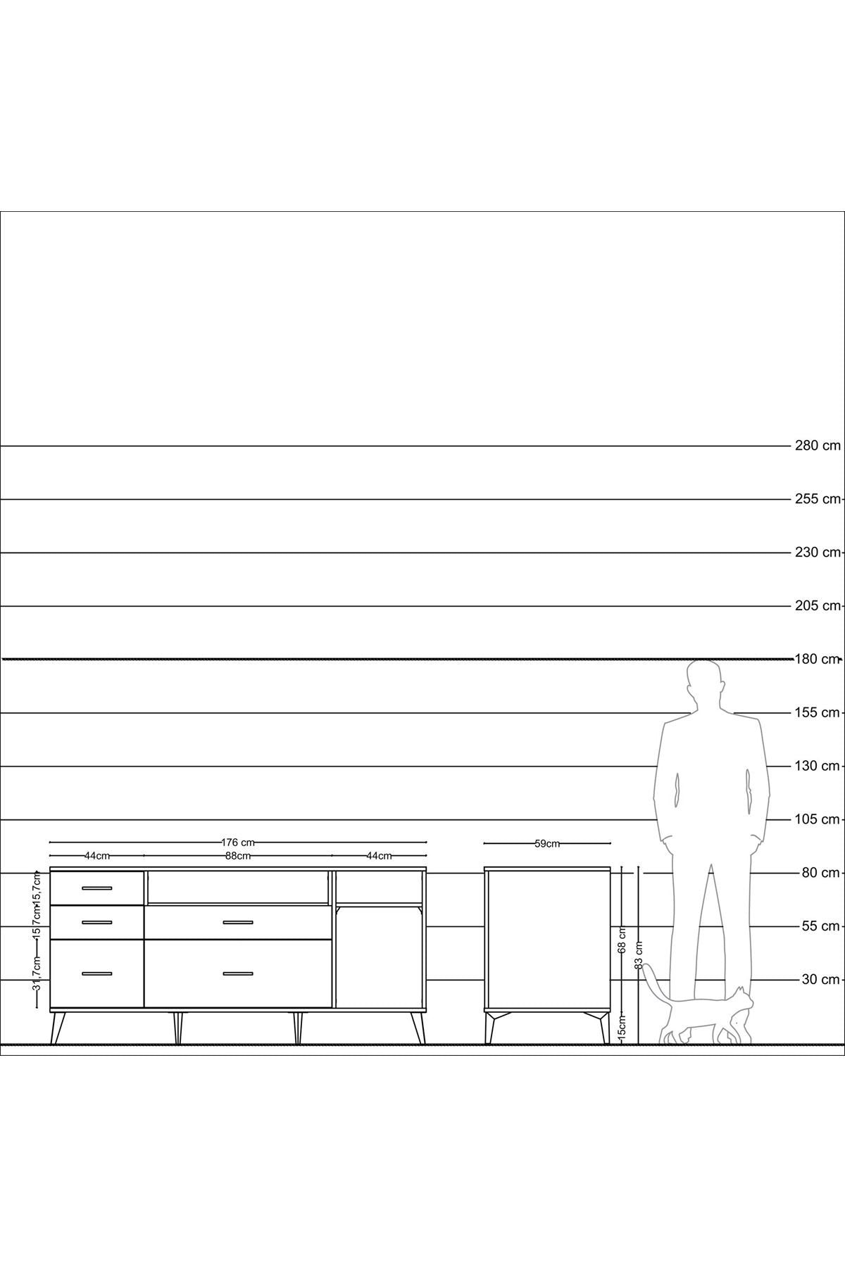 Kronos Konsol 2 Raflı 5 Çekmeceli 176x59x83 - S610M015V24C