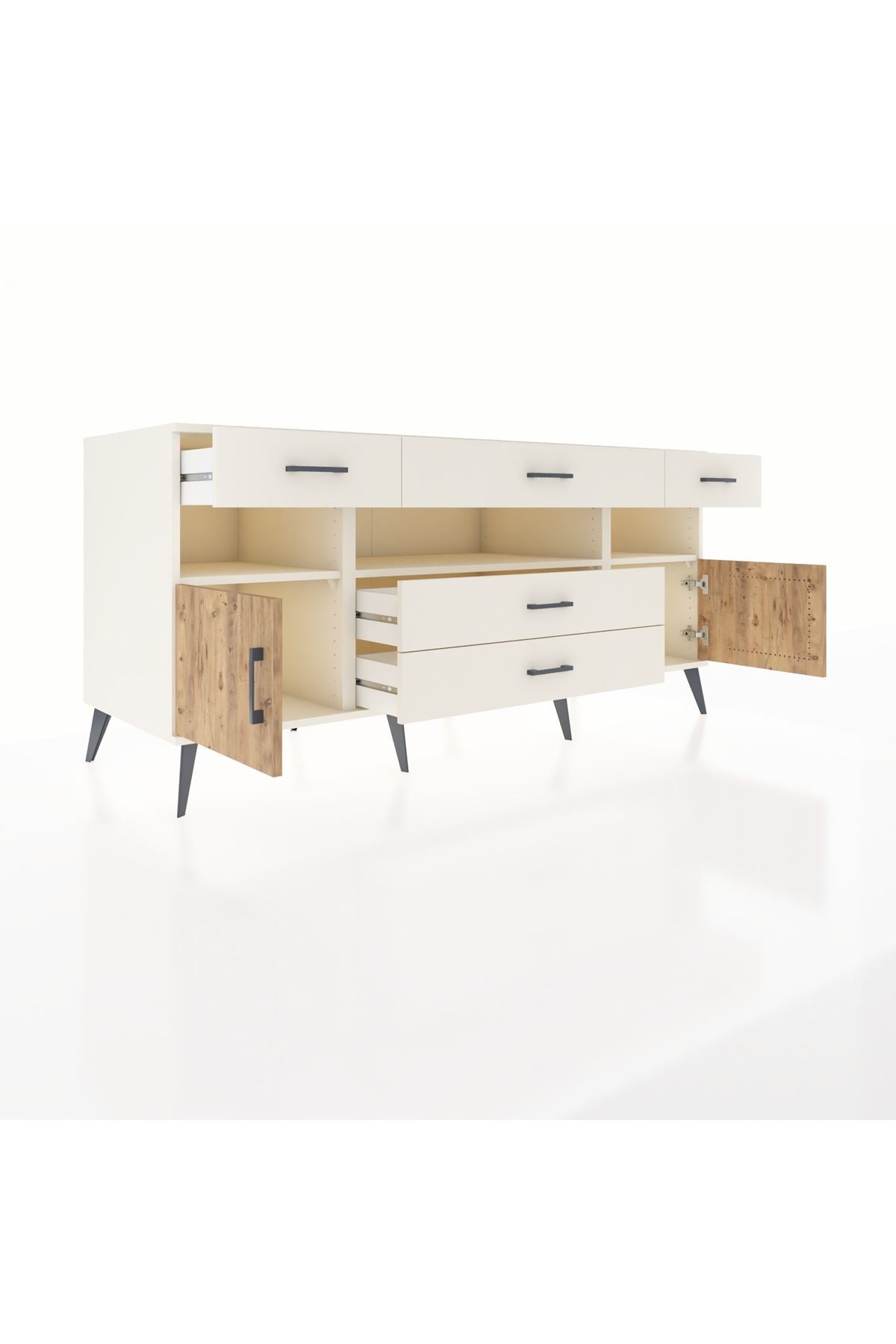 Kronos Konsol 3 Raflı 5 Çekmeceli 2 Kapaklı 176x59x83 - S610M016V01C