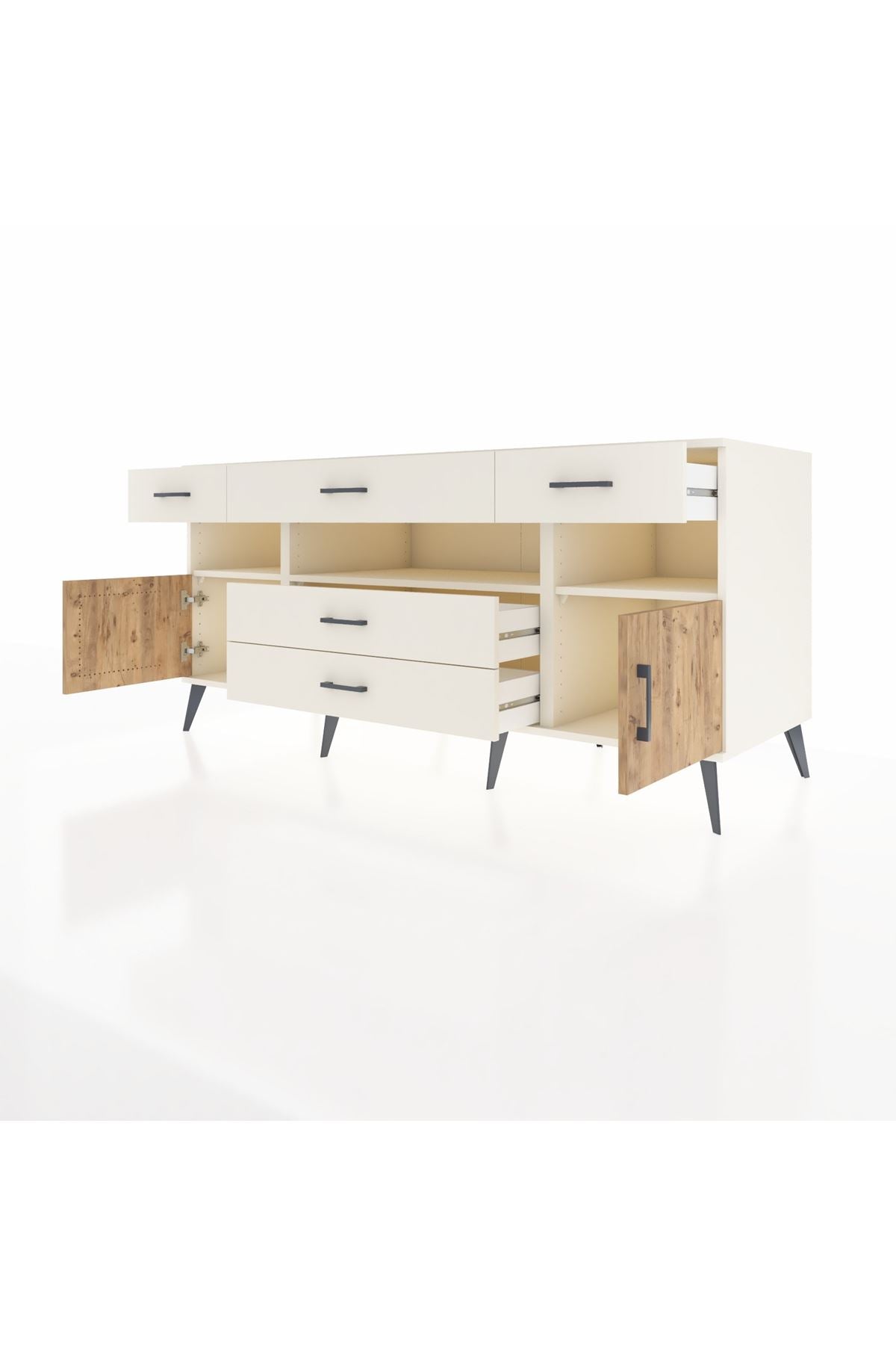 Kronos Konsol 3 Raflı 5 Çekmeceli 2 Kapaklı 176x59x83 - S610M016V01C