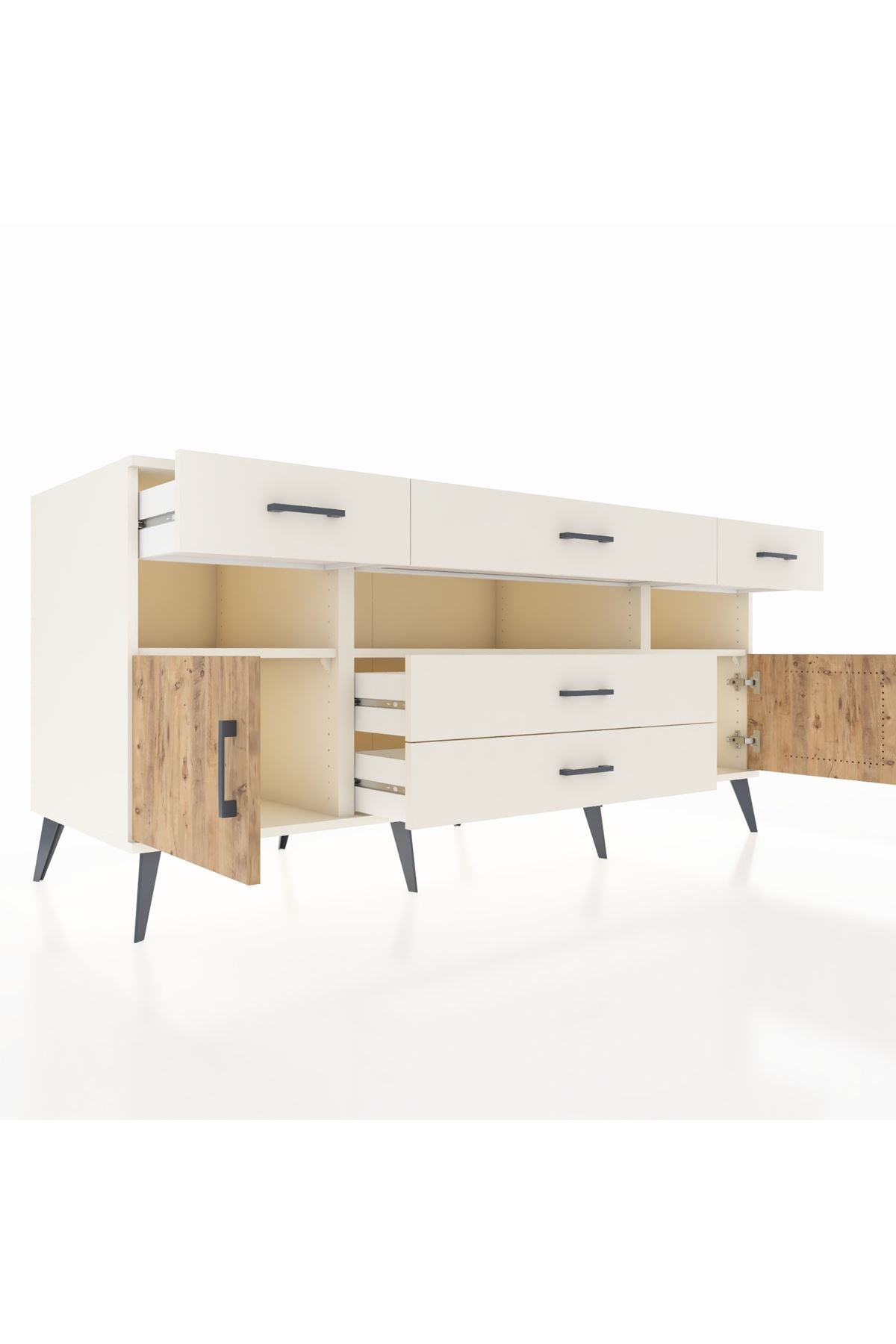 Kronos Konsol 3 Raflı 5 Çekmeceli 2 Kapaklı 176x59x83 - S610M016V01C