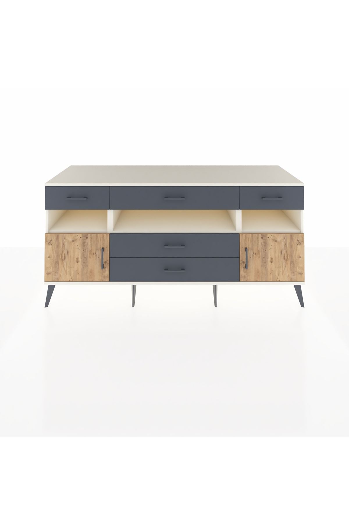 Kronos Konsol 3 Raflı 5 Çekmeceli 2 Kapaklı 176x59x83 - S610M016V02C