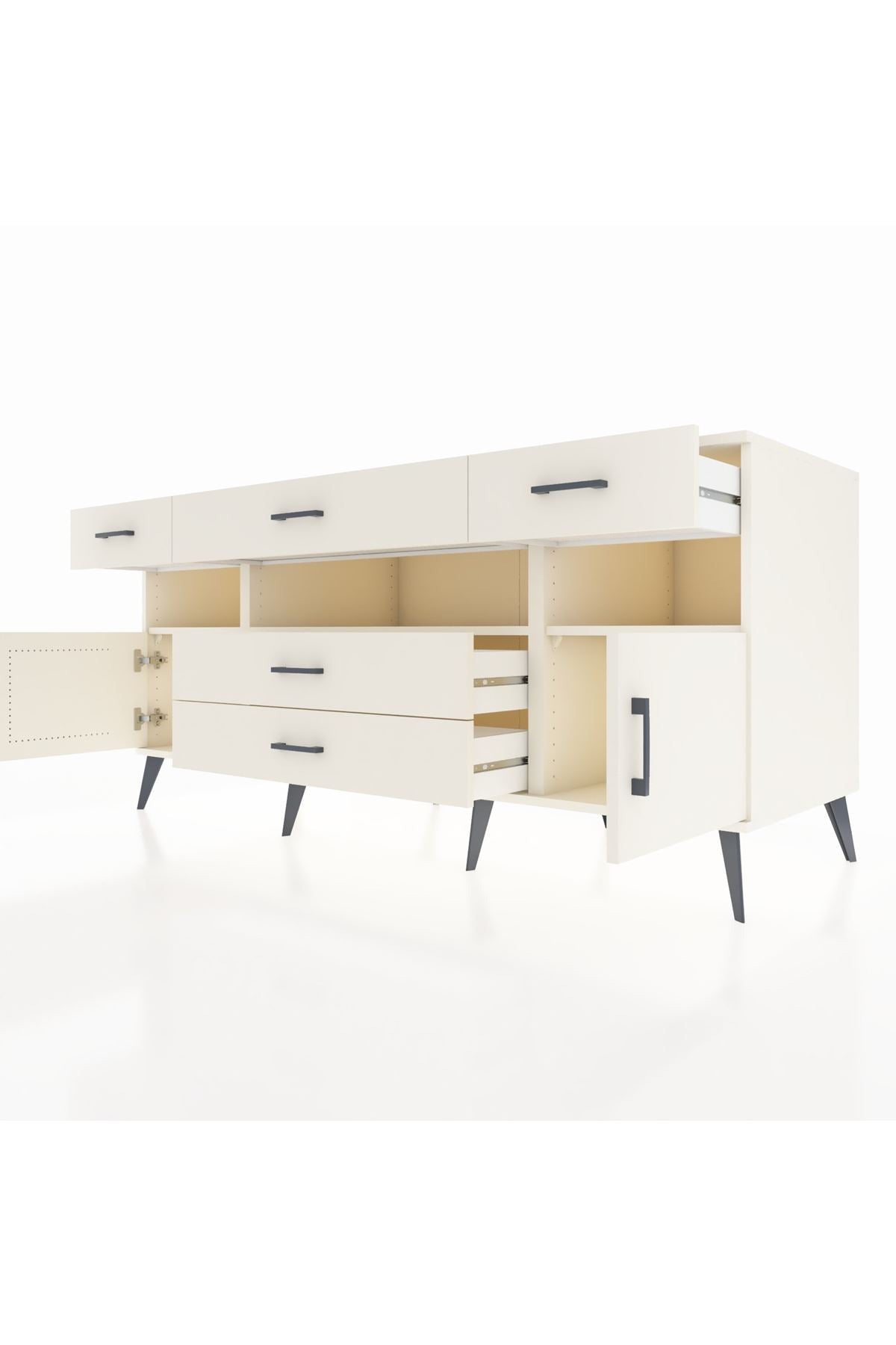 Kronos Konsol 3 Raflı 5 Çekmeceli 2 Kapaklı 176x59x83 - S610M016V04C