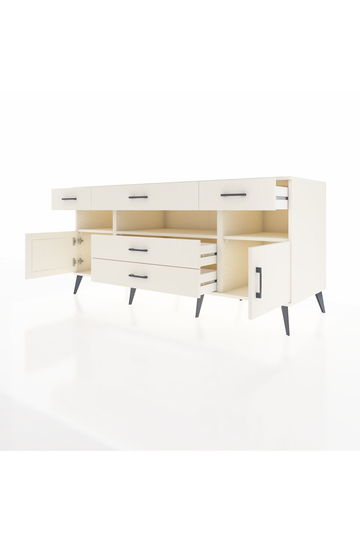 Kronos Konsol 3 Raflı 5 Çekmeceli 2 Kapaklı 176x59x83 - S610M016V04C