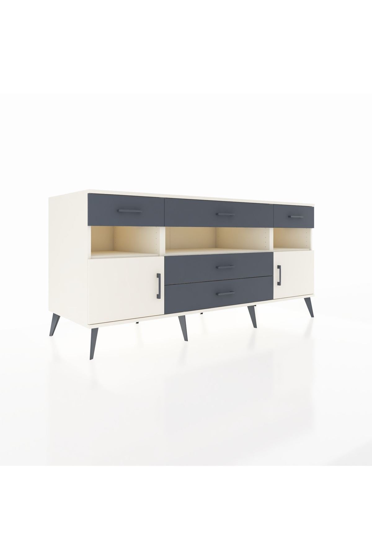 Kronos Konsol 3 Raflı 5 Çekmeceli 2 Kapaklı 176x59x83 - S610M016V05C