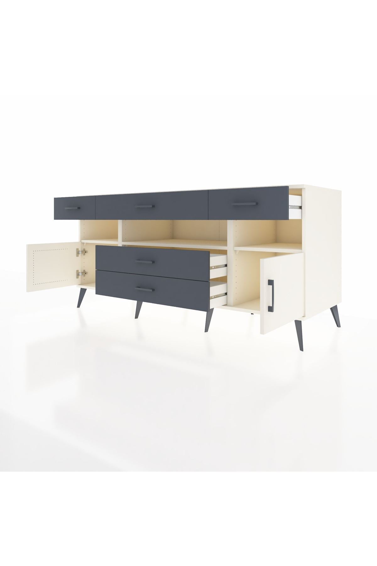 Kronos Konsol 3 Raflı 5 Çekmeceli 2 Kapaklı 176x59x83 - S610M016V05C