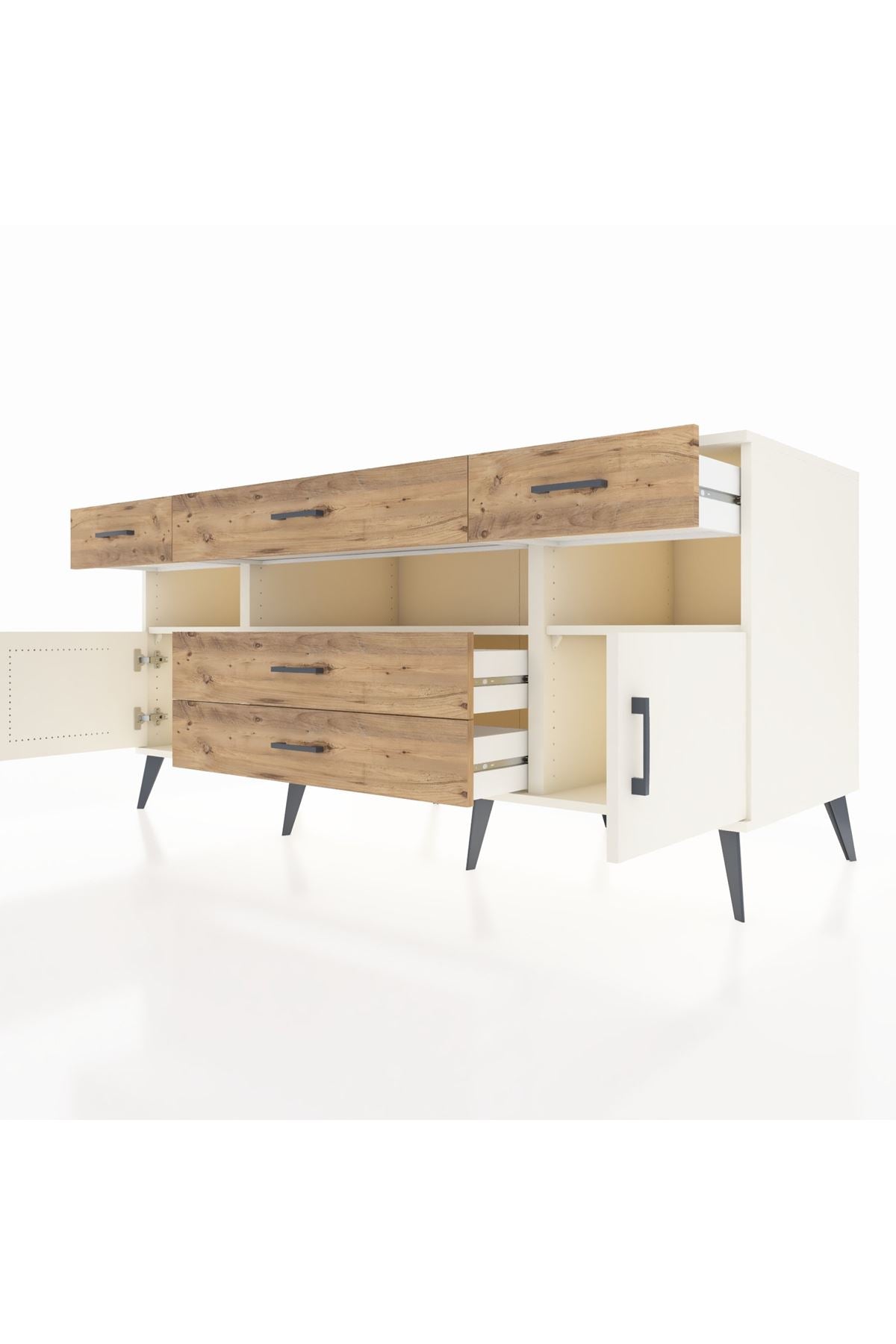 Kronos Konsol 3 Raflı 5 Çekmeceli 2 Kapaklı 176x59x83 - S610M016V06C