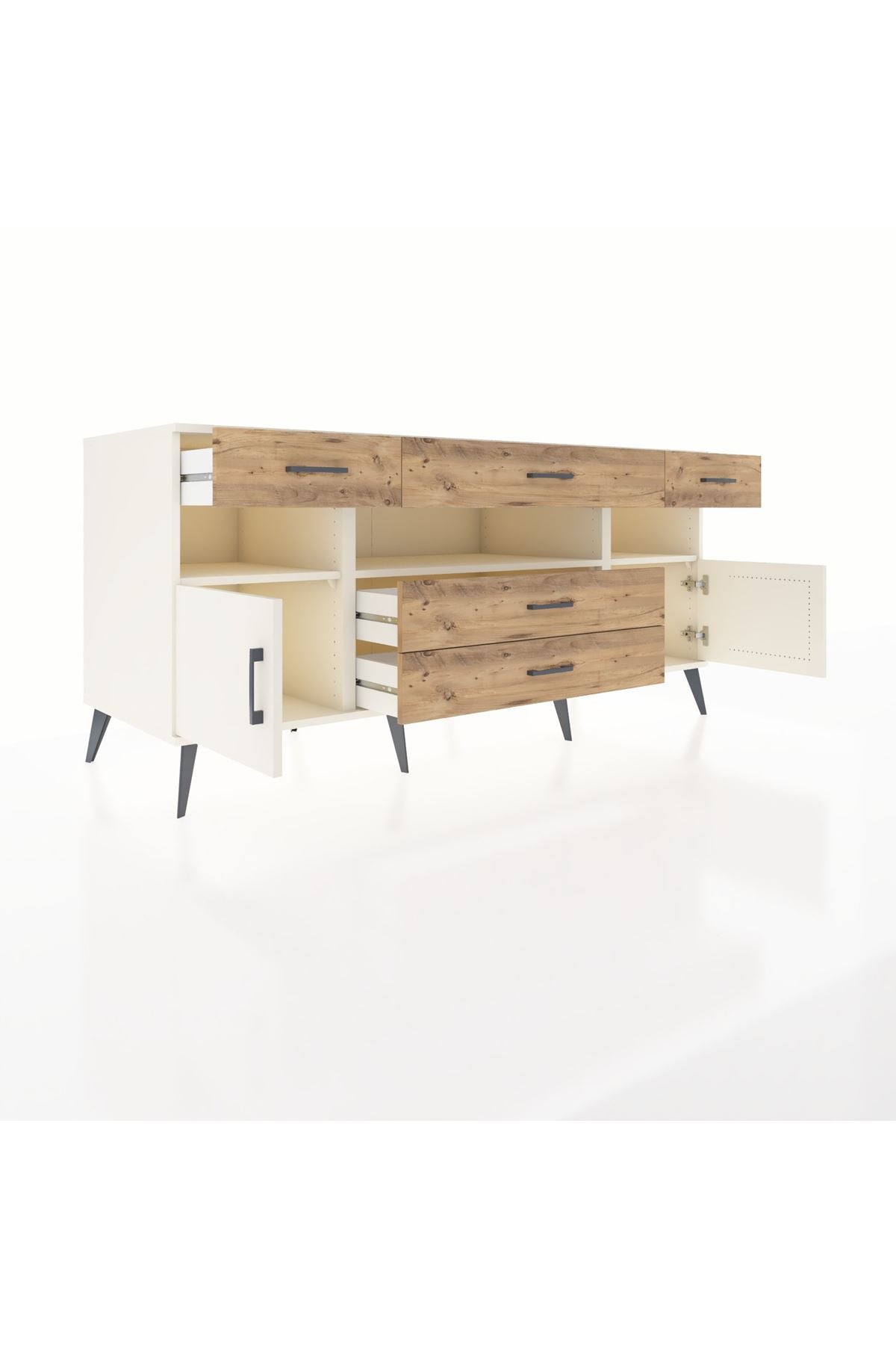 Kronos Konsol 3 Raflı 5 Çekmeceli 2 Kapaklı 176x59x83 - S610M016V06C