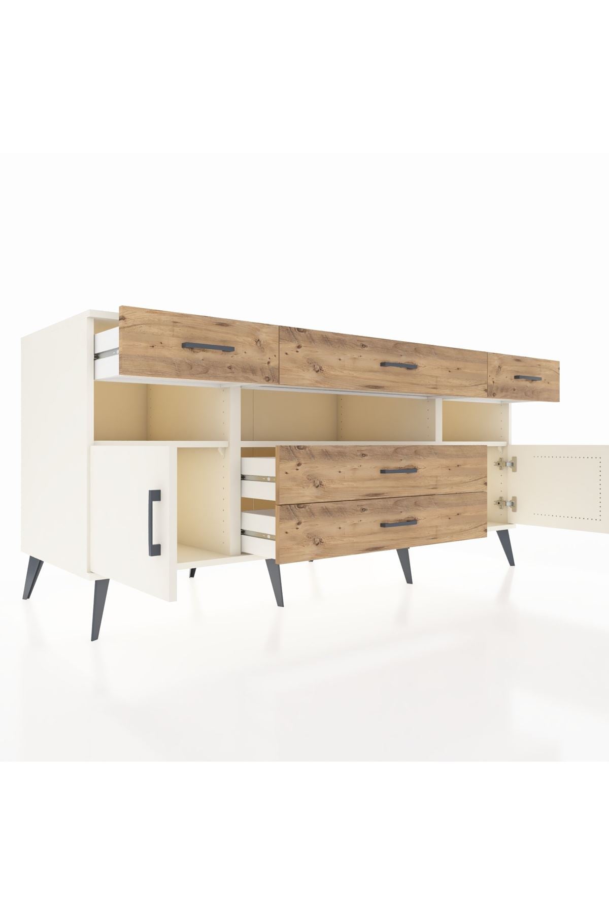 Kronos Konsol 3 Raflı 5 Çekmeceli 2 Kapaklı 176x59x83 - S610M016V06C