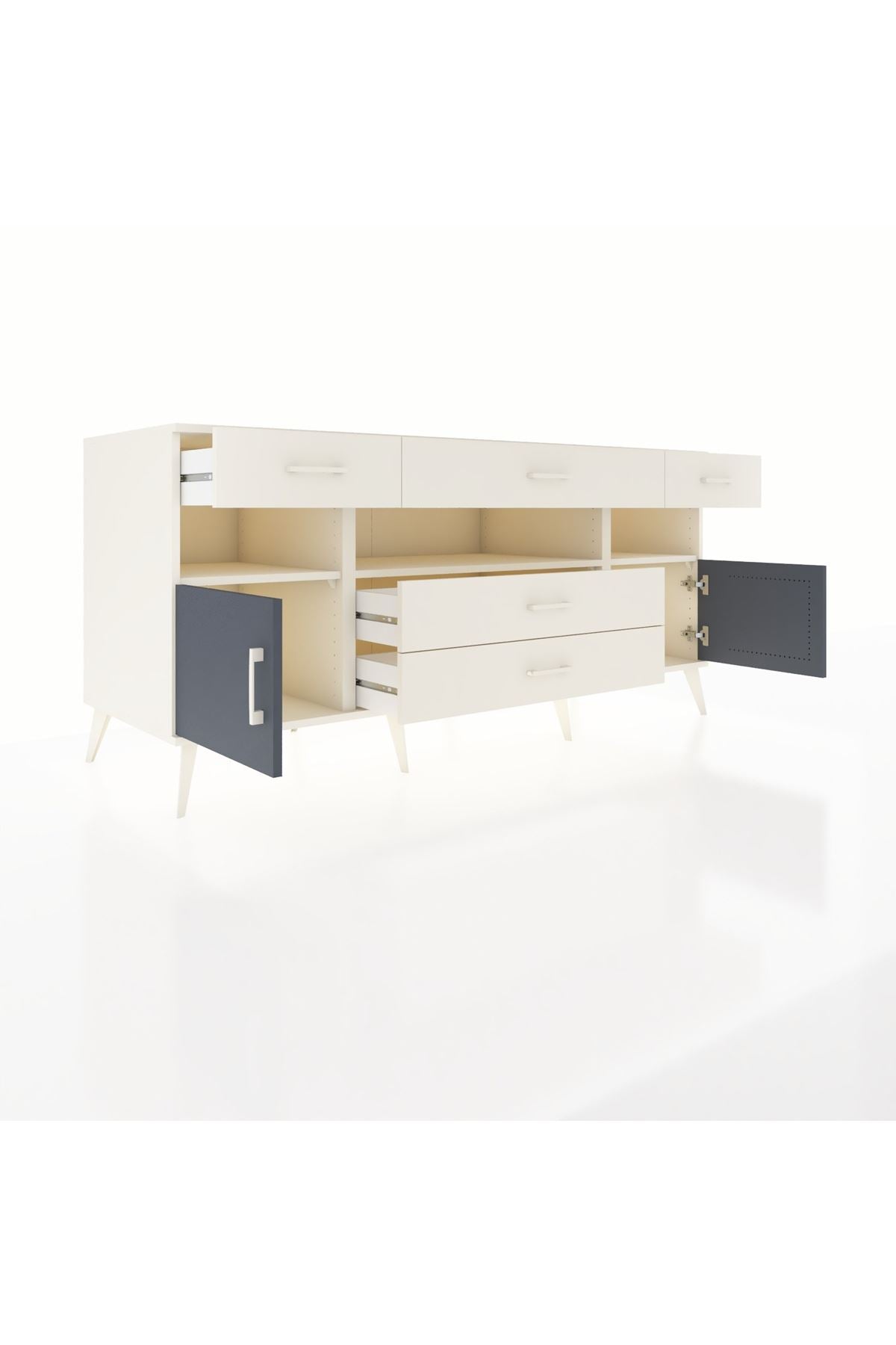 Kronos Konsol 3 Raflı 5 Çekmeceli 2 Kapaklı 176x59x83 - S610M016V07C