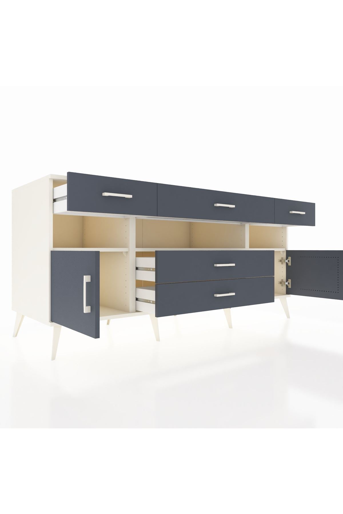 Kronos Konsol 3 Raflı 5 Çekmeceli 2 Kapaklı 176x59x83 - S610M016V08C