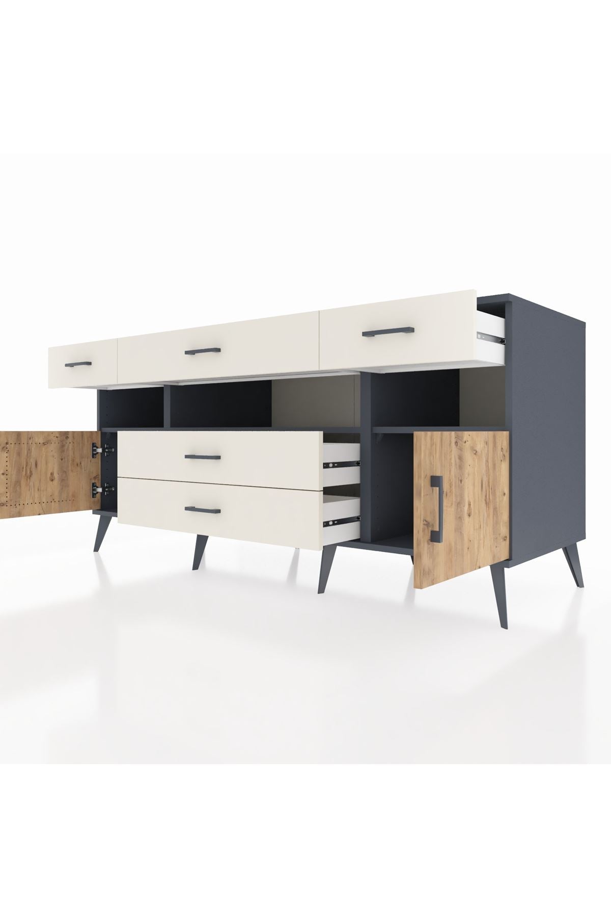 Kronos Konsol 3 Raflı 5 Çekmeceli 2 Kapaklı 176x59x83 - S610M016V10C