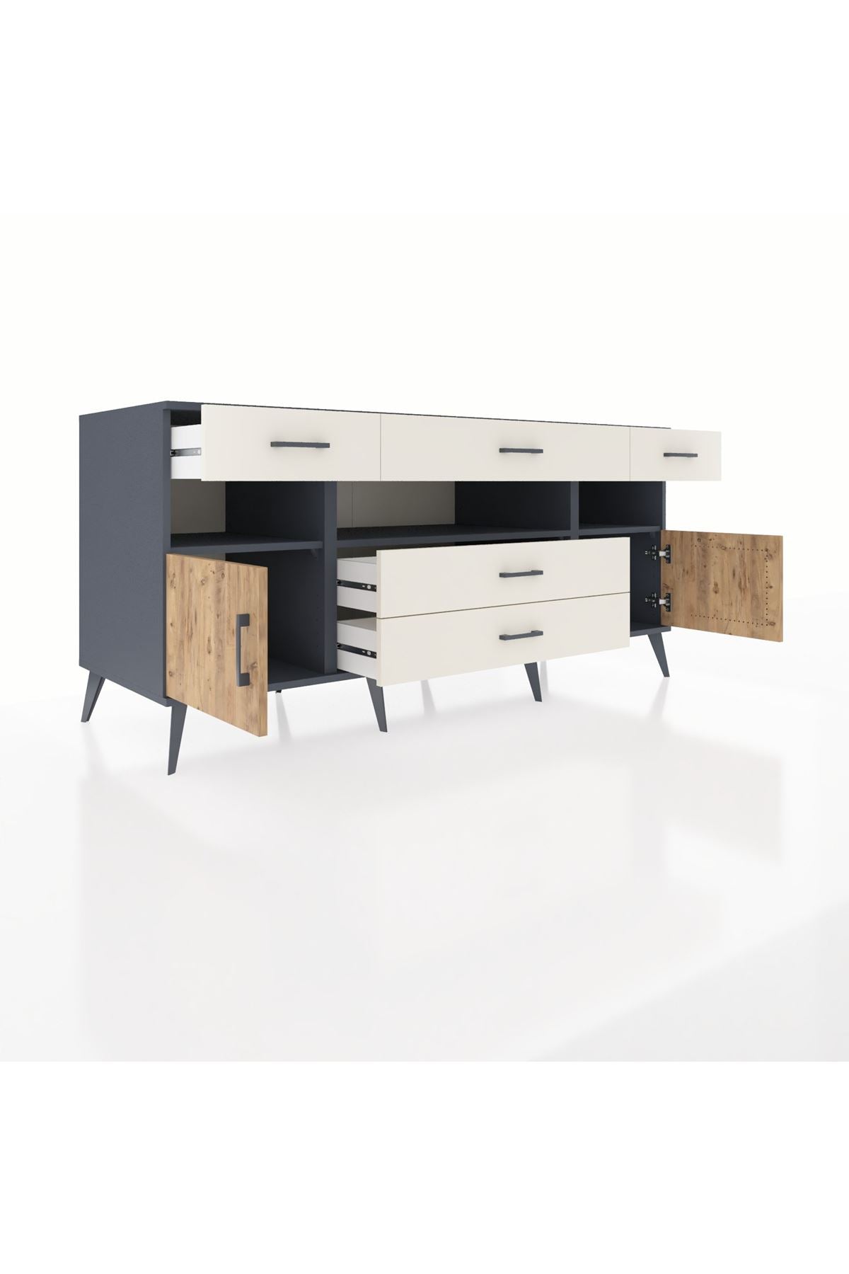 Kronos Konsol 3 Raflı 5 Çekmeceli 2 Kapaklı 176x59x83 - S610M016V10C