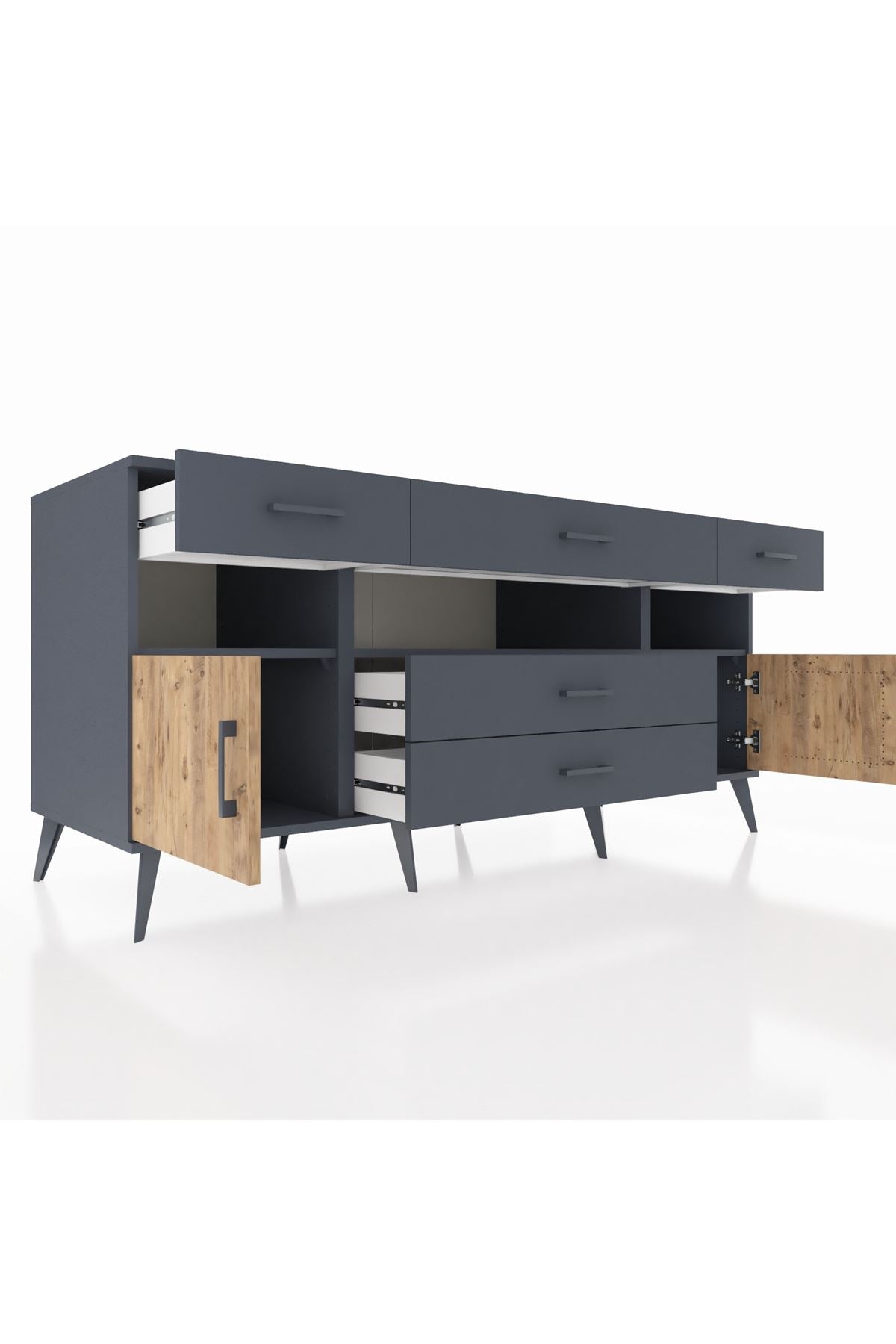 Kronos Konsol 3 Raflı 5 Çekmeceli 2 Kapaklı 176x59x83 - S610M016V11C