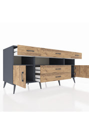 Kronos Konsol 3 Raflı 5 Çekmeceli 2 Kapaklı 176x59x83 - S610M016V12C