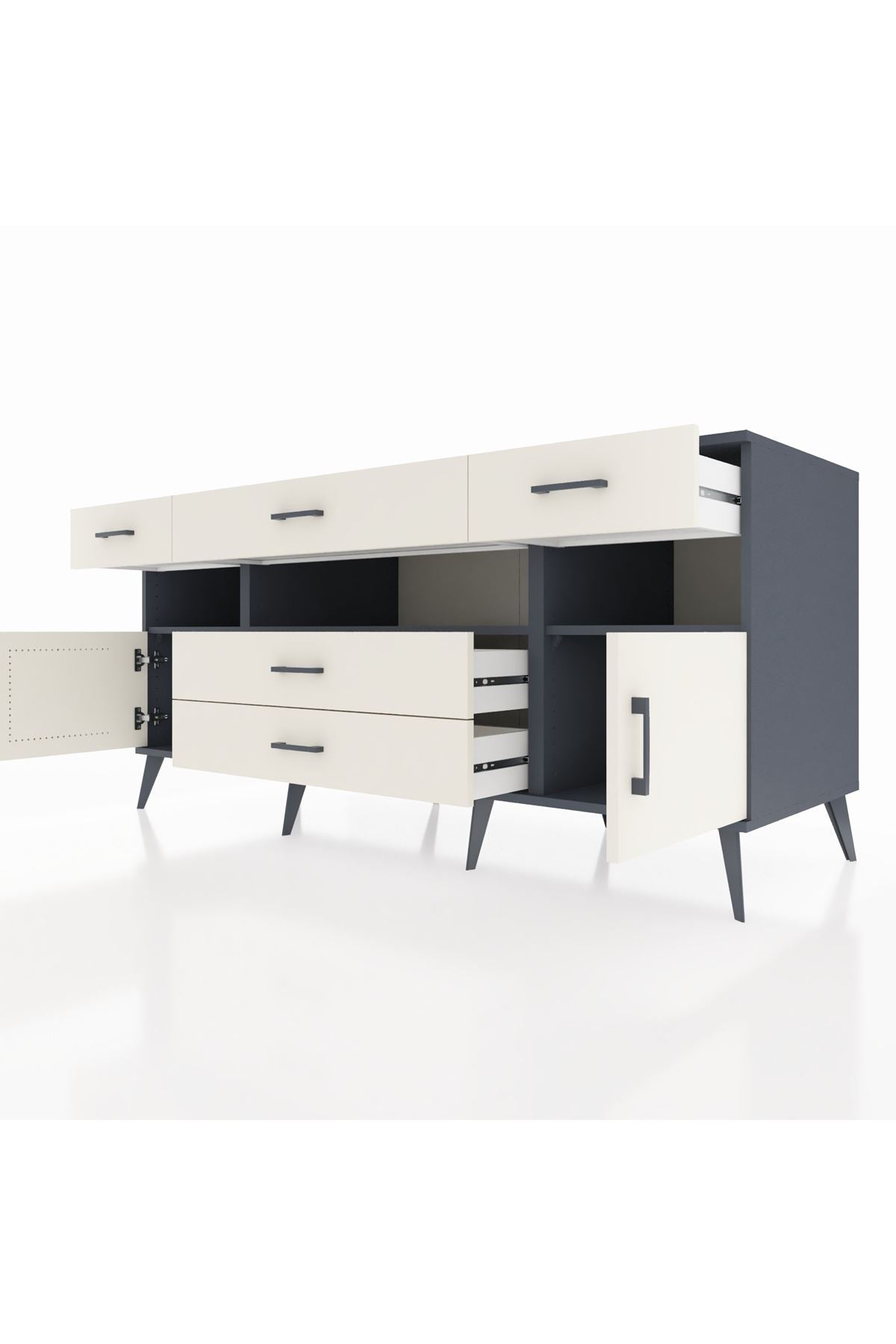 Kronos Konsol 3 Raflı 5 Çekmeceli 2 Kapaklı 176x59x83 - S610M016V13C