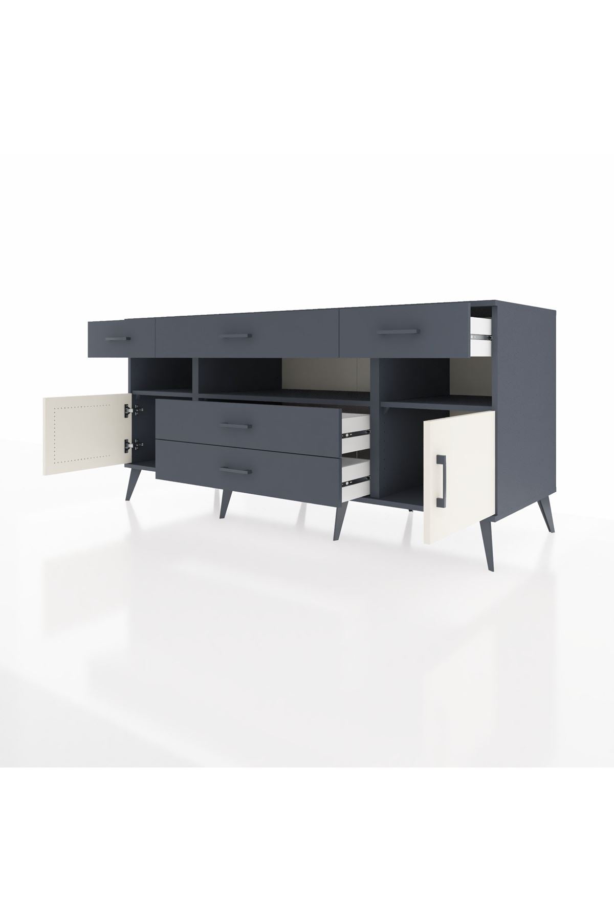 Kronos Konsol 3 Raflı 5 Çekmeceli 2 Kapaklı 176x59x83 - S610M016V14C