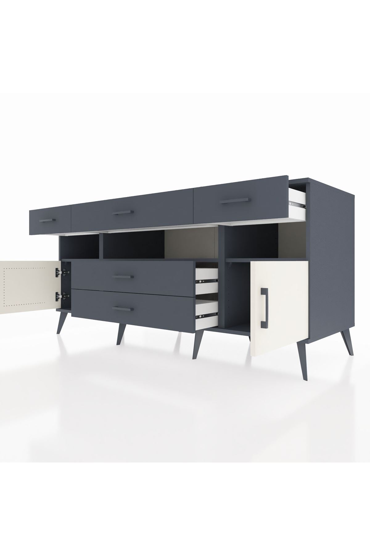 Kronos Konsol 3 Raflı 5 Çekmeceli 2 Kapaklı 176x59x83 - S610M016V14C