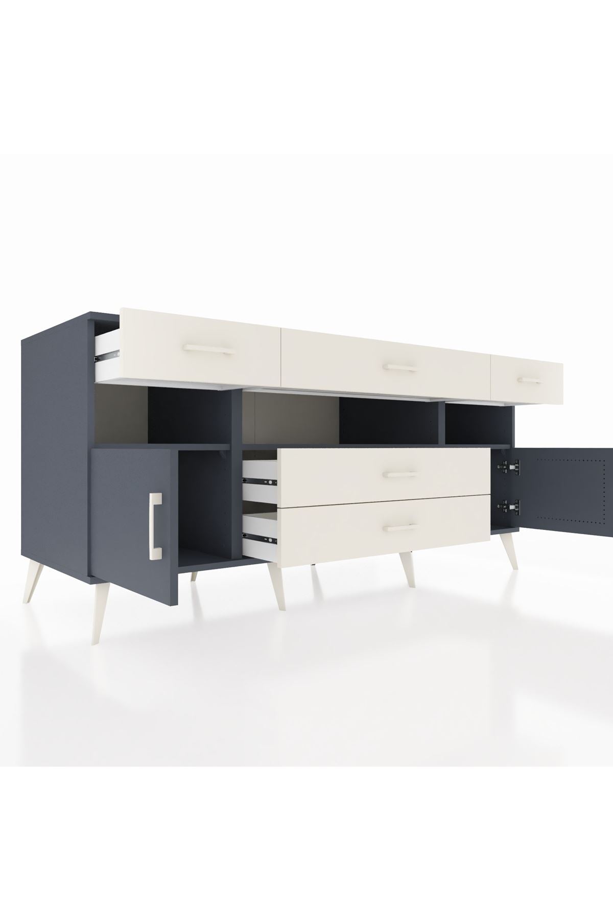 Kronos Konsol 3 Raflı 5 Çekmeceli 2 Kapaklı 176x59x83 - S610M016V16C