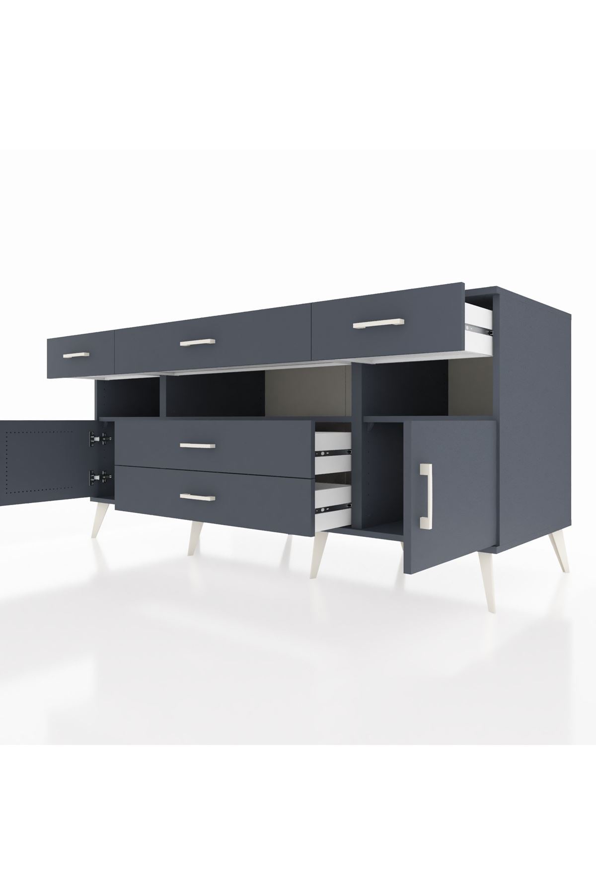 Kronos Konsol 3 Raflı 5 Çekmeceli 2 Kapaklı 176x59x83 - S610M016V17C