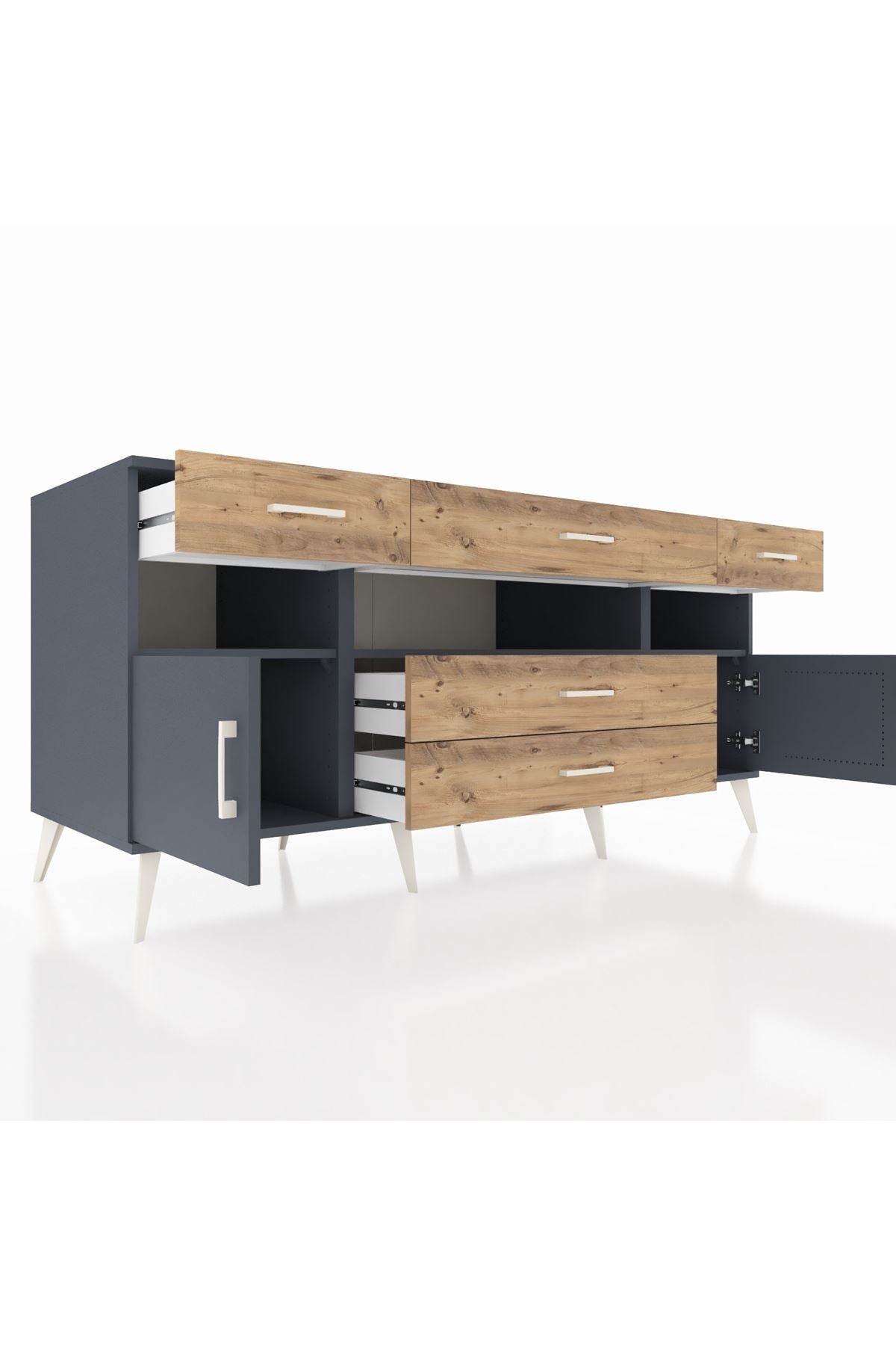 Kronos Konsol 3 Raflı 5 Çekmeceli 2 Kapaklı 176x59x83 - S610M016V18C