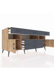 Kronos Konsol 3 Raflı 5 Çekmeceli 2 Kapaklı 176x59x83 - S610M016V20C