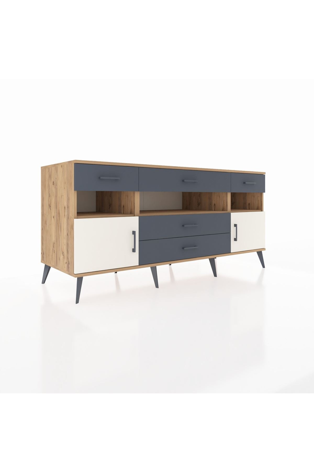 Kronos Konsol 3 Raflı 5 Çekmeceli 2 Kapaklı 176x59x83 - S610M016V23C