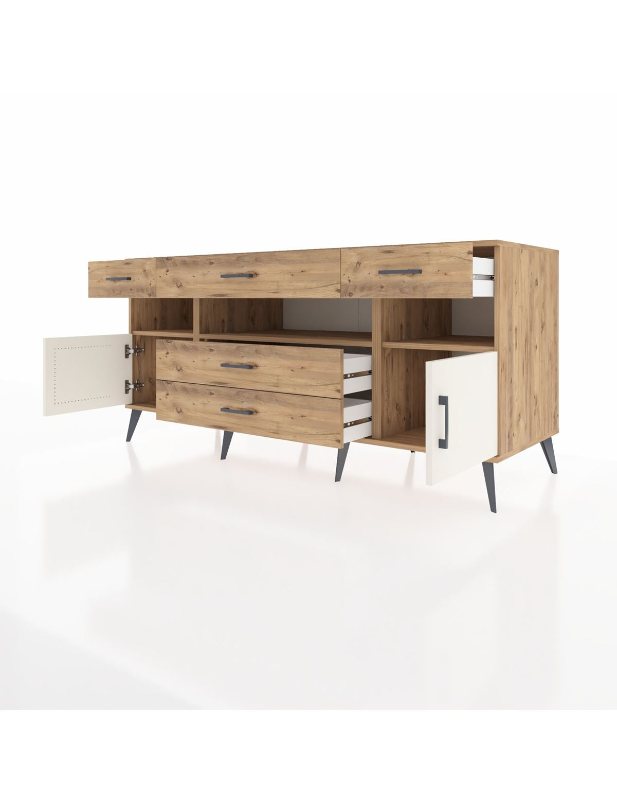 Kronos Konsol 3 Raflı 5 Çekmeceli 2 Kapaklı 176x59x83 - S610M016V24C