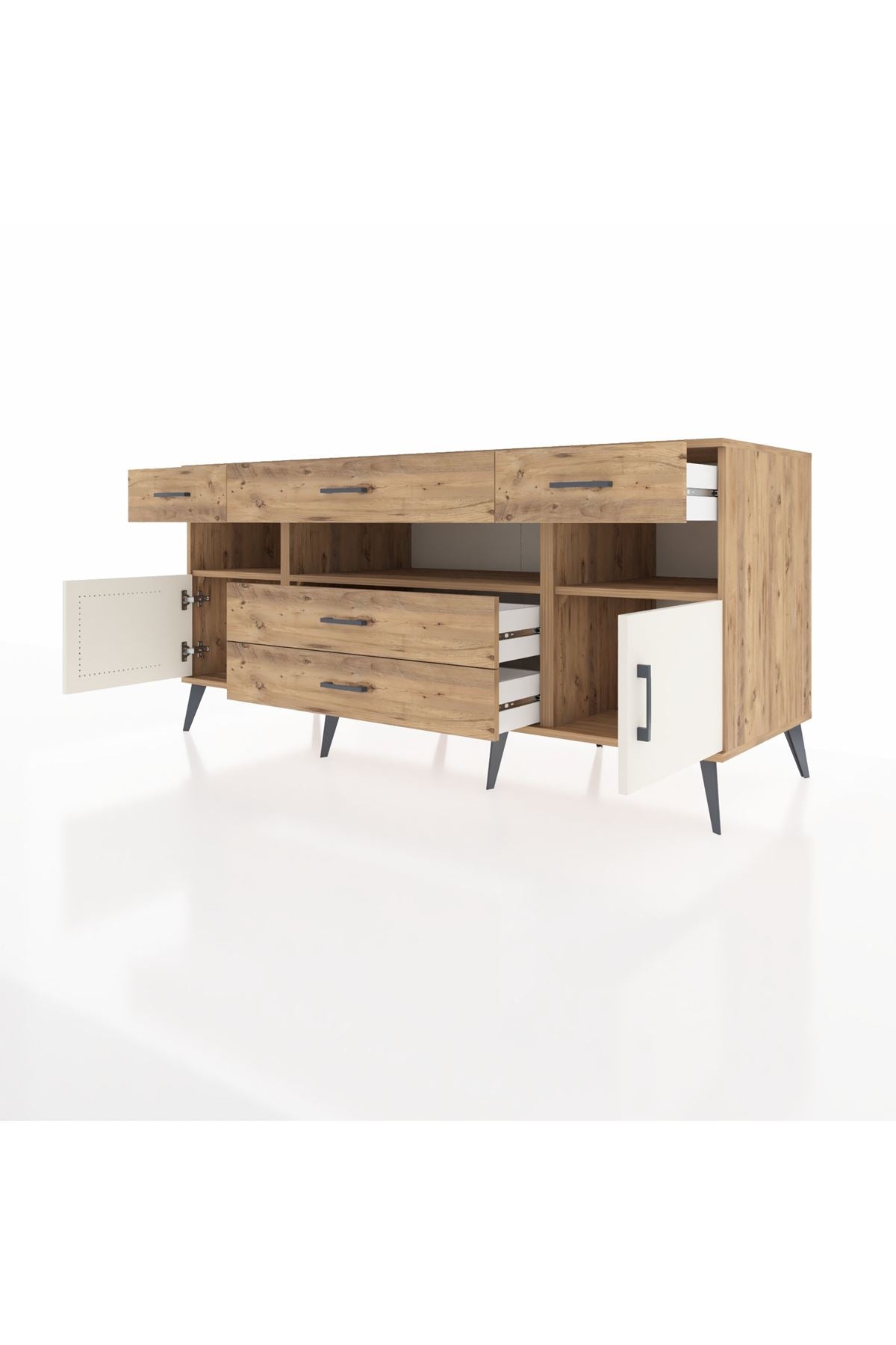 Kronos Konsol 3 Raflı 5 Çekmeceli 2 Kapaklı 176x59x83 - S610M016V24C