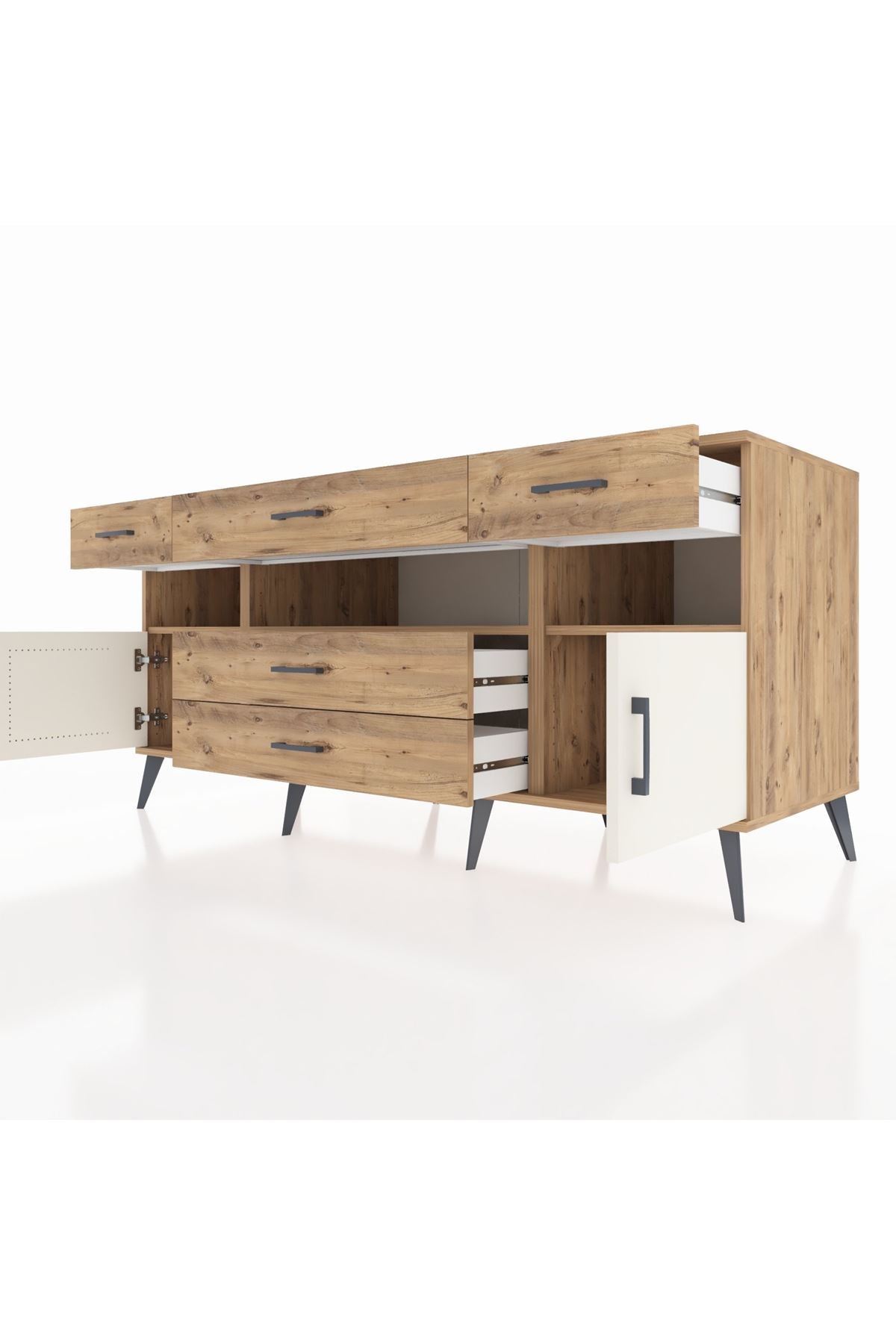 Kronos Konsol 3 Raflı 5 Çekmeceli 2 Kapaklı 176x59x83 - S610M016V24C