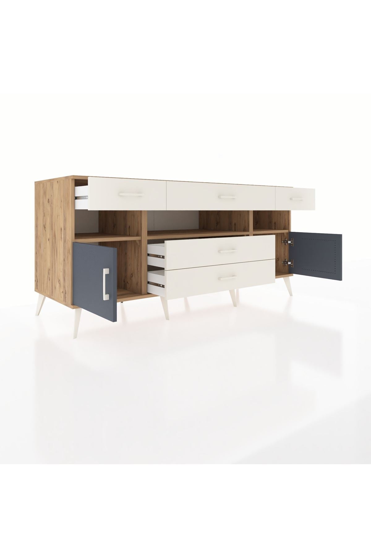 Kronos Konsol 3 Raflı 5 Çekmeceli 2 Kapaklı 176x59x83 - S610M016V25C